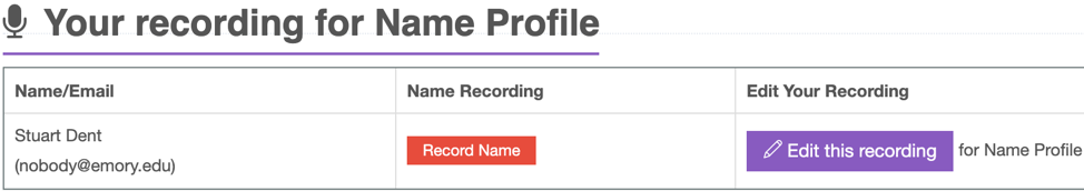 Record Name in NameCoach