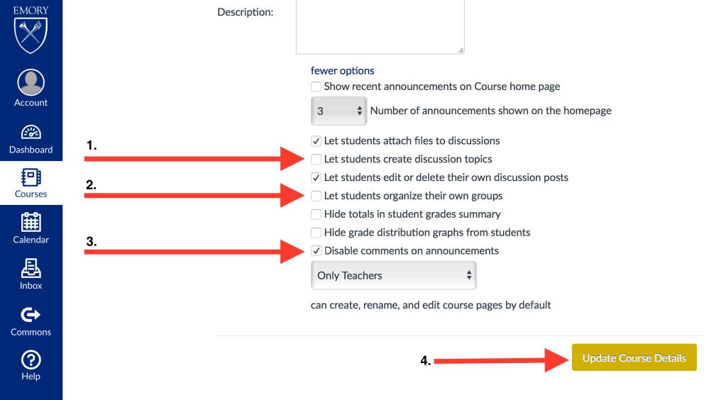 Merged course Details screen