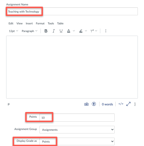 assignment settings